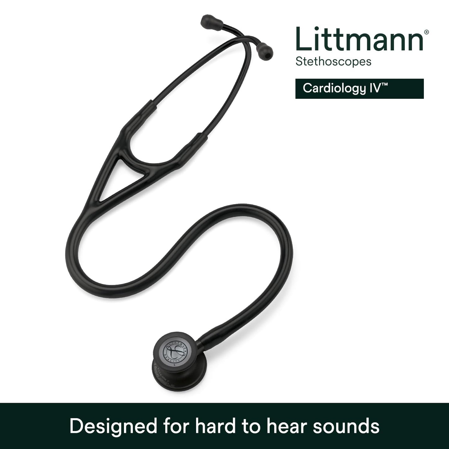 3M™ Littmann® Cardiology IV™ Stethoscope, 6163, Black-Finish Chestpiece, Black Tube, Black Stem, 27 in, 3 Each/Case