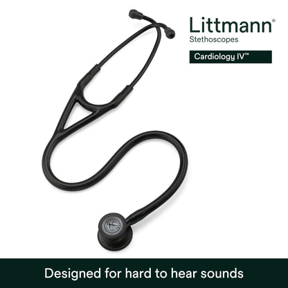 3M™ Littmann® Cardiology IV™ Stethoscope, 6163, Black-Finish Chestpiece, Black Tube, Black Stem, 27 in, 3 Each/Case