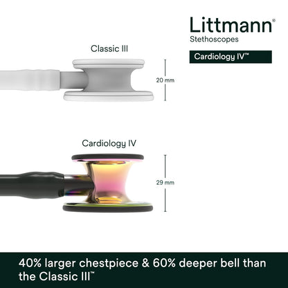 3M™ Littmann® Cardiology IV™ Stethoscope, High Polish Rainbow Chestpiece, Black Tube, Smoke Stem and Headset, 6240