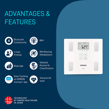Omron HBF-222T-AP Bluetooth Body Composition Monitor with Full Body Analysis