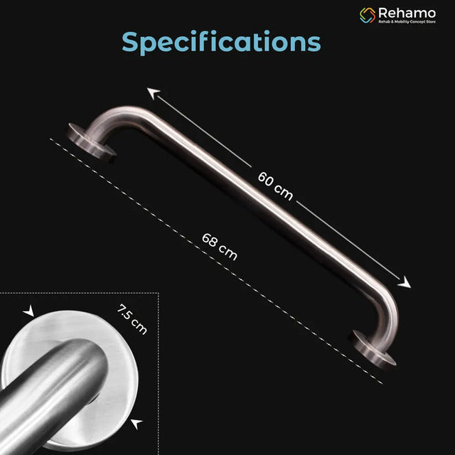 Rehamo Grabsy SS-600 Bathroom Stainless Steel Grab Bar with Rust Resistance