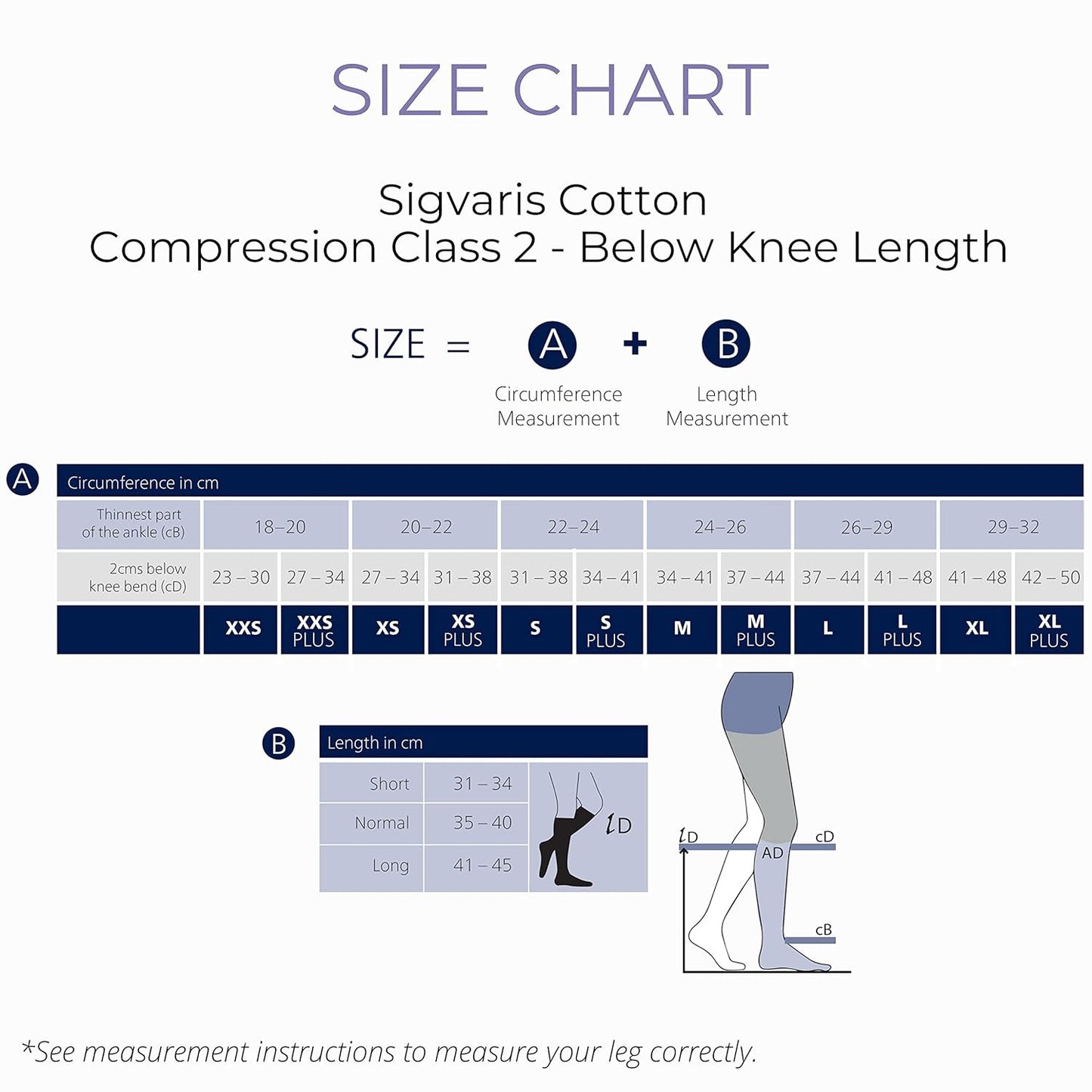 Sigvaris Class 2 Compression Stockings  – Below Knee Length