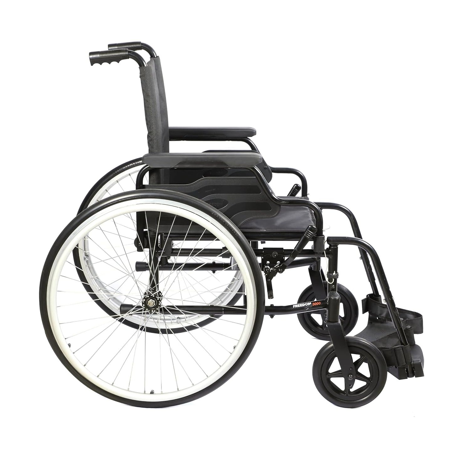 Forza Freedom 3000 Self-Propelled/Attendant Wheelchair for Elderly & Patients | 8” PU Castors and 24” Aluminium Rear Wheels with PU tires | Weight Capacity 125 kg | Lightweight Foldable Design