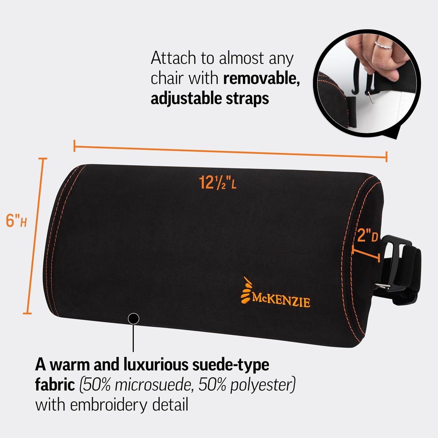 The Original McKenzie® Slimline Lumbar Support – Low Profile Lower Back Support Cushion