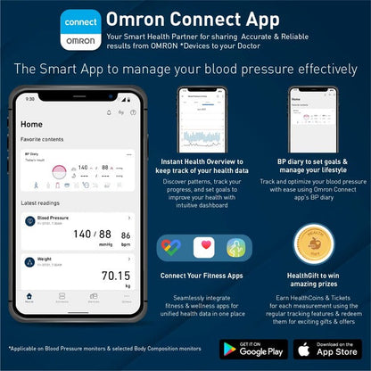 Omron HEM 7143T1A Digital Blood Pressure Monitor With Bluetooth