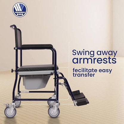 VERMEIREN 139 Commode Chair, Easy-to-Clean, Sturdy Frame, Upto 120Kg Weight Capacity