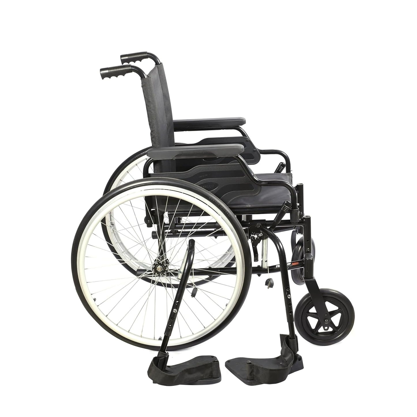 Forza Freedom 3000 Self-Propelled/Attendant Wheelchair for Elderly & Patients | 8” PU Castors and 24” Aluminium Rear Wheels with PU tires | Weight Capacity 125 kg | Lightweight Foldable Design
