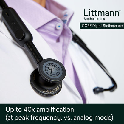3M™ Littmann® CORE Digital Stethoscope, 8570, High Polish Rainbowfinish Chestpiece, Black Tube