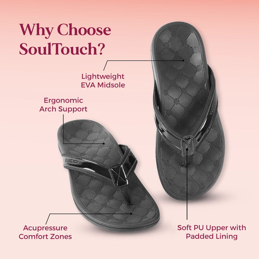 Soul Touch Bella - Black Comfort Slippers