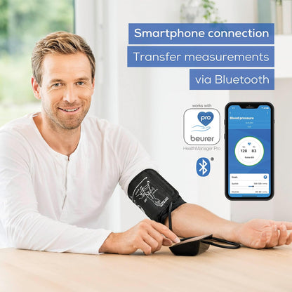 Beurer BM54 Bluetooth Upper Arm Blood Pressure Monitor | XL Display, Universal Cuff Up to 44 cm, Pulse Measurement, Risk Indicator