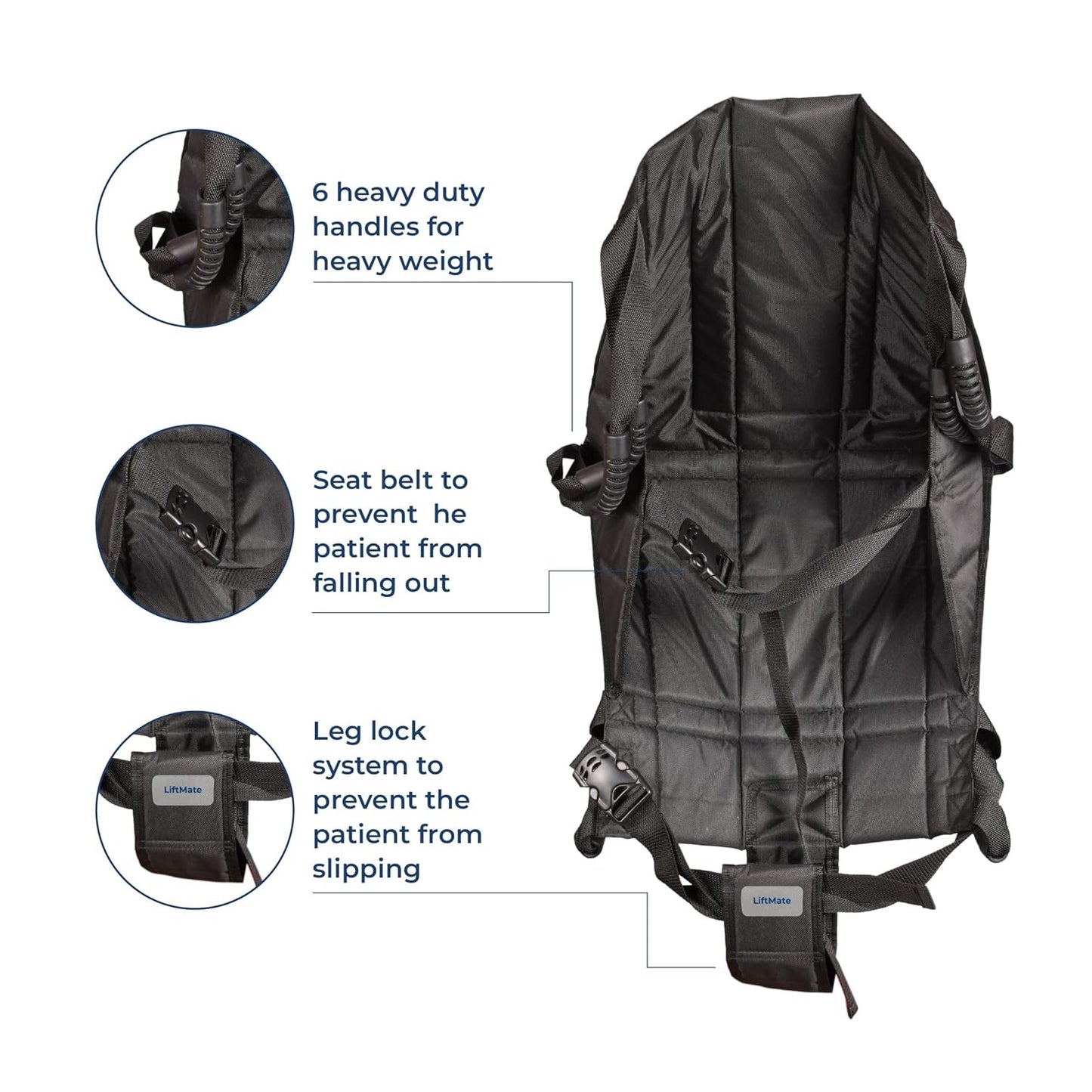 LiftMate Patient Transfer Sling with Safety Harness | Elderly Lifting Belt for Bed to Wheelchair Transfer | Mobility Aid for Senior Care, Disabled, Hospitals, Caregivers – 120kg Support