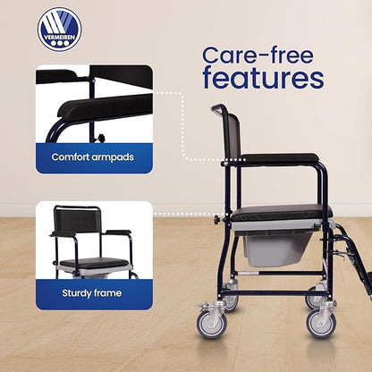 VERMEIREN 139 Commode Chair, Easy-to-Clean, Sturdy Frame, Upto 120Kg Weight Capacity