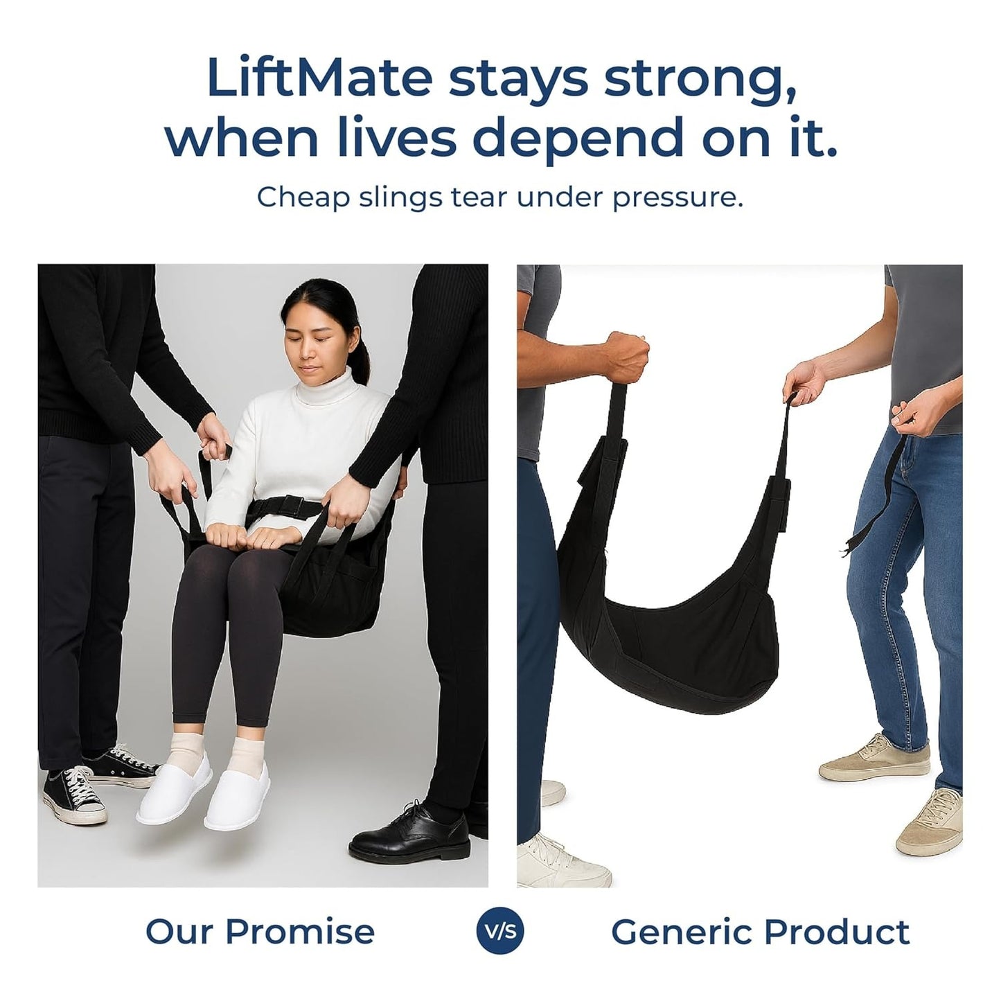 LiftMate Patient Transfer Sling with Safety Harness | Elderly Lifting Belt for Bed to Wheelchair Transfer | Mobility Aid for Senior Care, Disabled, Hospitals, Caregivers – 120kg Support