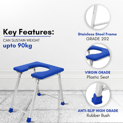 Neosafe Stainless Steel Premium Folding Commode Stool