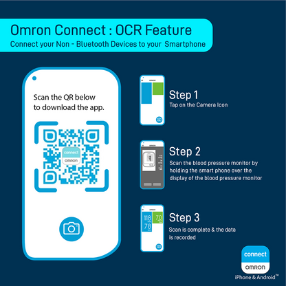 Omron HEM-6232T-AP Wrist BP Monitor Easy to Carry Device with bluetooth®, Dual User & 100 Memory