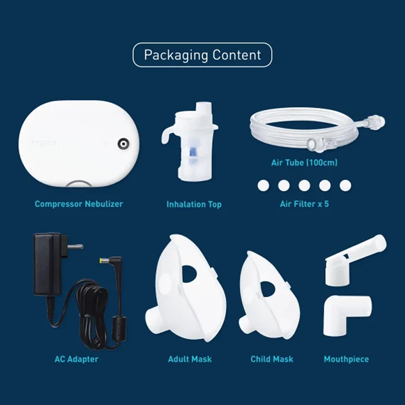 Omron NE-C810-IN Compressor Nebulizer for Kids & Adults, 5 Spare Air Filters, Home and Travel