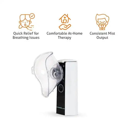 BPL Medical Technologies Breath Ezee N20 Handheld Mesh Nebulizer Machine - Cool Mist Inhaler, No Noise, Personal Inhalers For Breathing Problems Lightweight, Travel Friendly For Adults & Kids