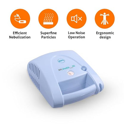 BPL Medical Technologies Breathe Ezee Nebulizer Machine Kit For Child And Adult, Portable Nebulizer - White (N5)