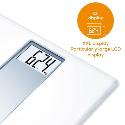 Beurer 725.3 PS160 Acrylic Electronic Bathroom Scales with Extra Large Display (White)