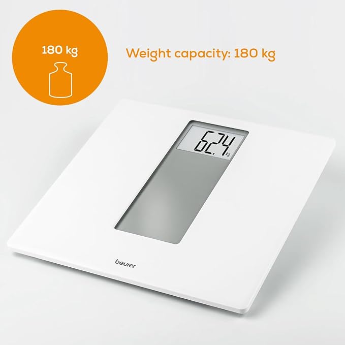 Beurer 725.3 PS160 Acrylic Electronic Bathroom Scales with Extra Large Display (White)