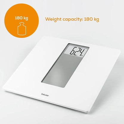 Beurer 725.3 PS160 Acrylic Electronic Bathroom Scales with Extra Large Display (White)
