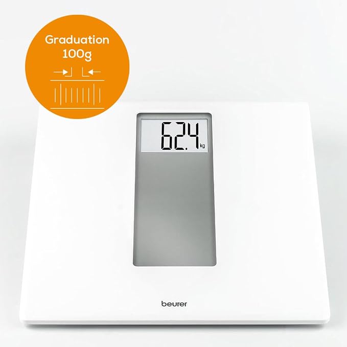 Beurer 725.3 PS160 Acrylic Electronic Bathroom Scales with Extra Large Display (White)