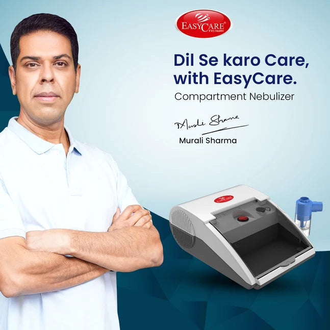 EASYCARE Compartment Nebulizer Machine for Adults & Kids | Portable Respiratory Therapy Device | Low Noise | Made in India | 1-Year Warranty