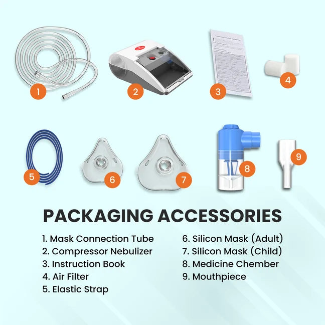 EASYCARE Compartment Nebulizer Machine for Adults & Kids | Portable Respiratory Therapy Device | Low Noise | Made in India | 1-Year Warranty