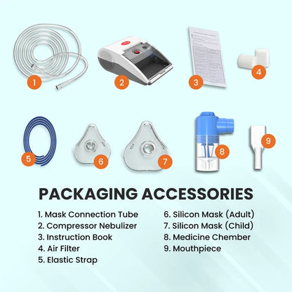 EASYCARE Compartment Nebulizer Machine for Adults & Kids | Portable Respiratory Therapy Device | Low Noise | Made in India | 1-Year Warranty