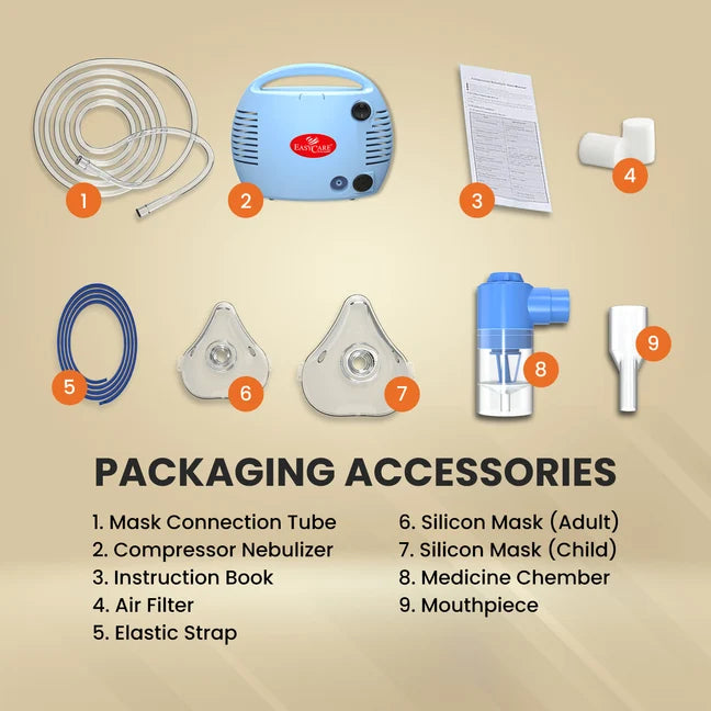 EASYCARE EC7022 Compact Nebulizer Machine | Portable Respiratory Therapy Device for Fast Relief | Made in India | 1-Year Warranty