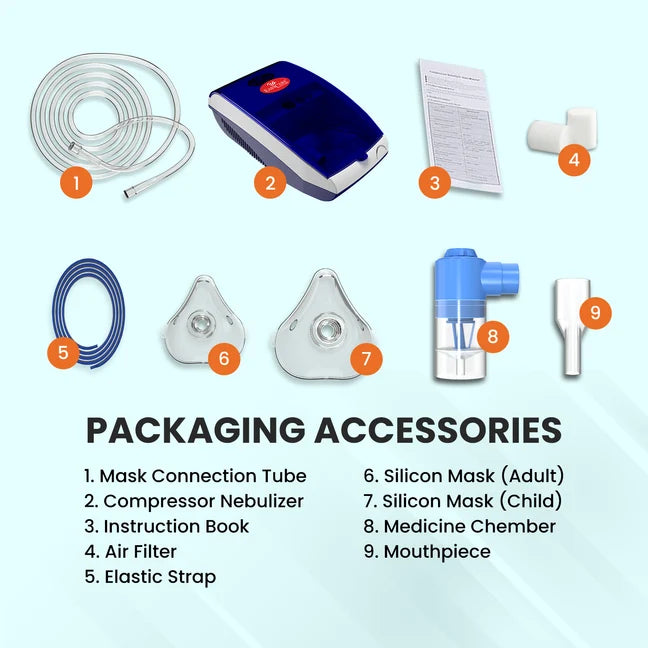 EASYCARE Compartment Nebulizer Machine for Adults & Kids | Portable Respiratory Therapy Device | Low Noise | Made in India | 1-Year Warranty