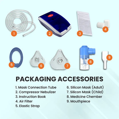 EASYCARE Compartment Nebulizer Machine for Adults & Kids | Portable Respiratory Therapy Device | Low Noise | Made in India | 1-Year Warranty