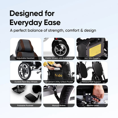 Frido Heavy Duty Recliner Electric Wheelchair