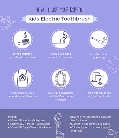 Oracura KSB200 KidsCare Sonic Rechargeable Electric Toothbrush