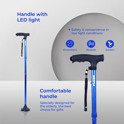 Mexple OnyXled Foldable Walking Stick With Built - In Led Torch