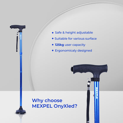 Mexple OnyXled Foldable Walking Stick With Built - In Led Torch