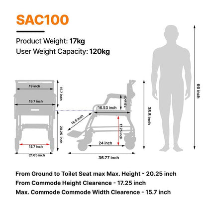 Arcatron Mobility SAC100 | Multipurpose Shower Commode Wheelchair