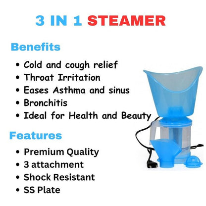 Star 3 IN 1 Steam Inhaler – Versatile Steam Therapy for Cold & Respiratory Relief