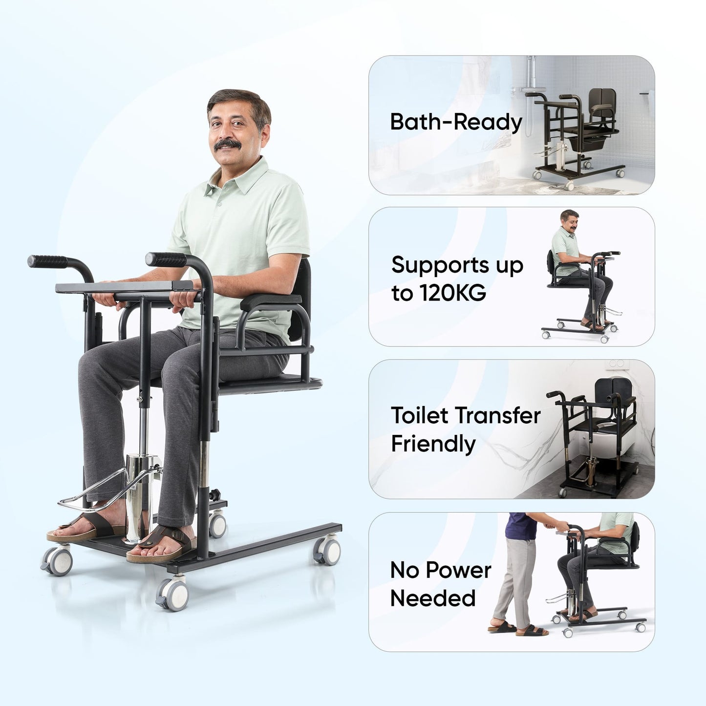 Frido Mobilty Transfer Lift Commode Wheelchair