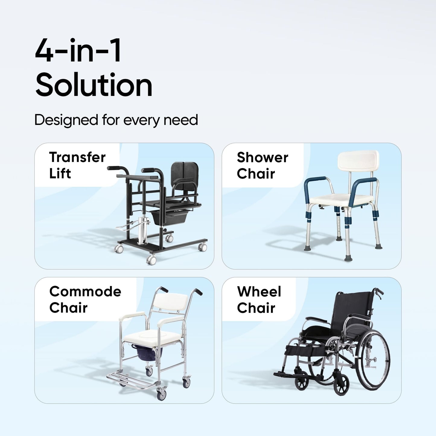 Frido Mobilty Transfer Lift Commode Wheelchair