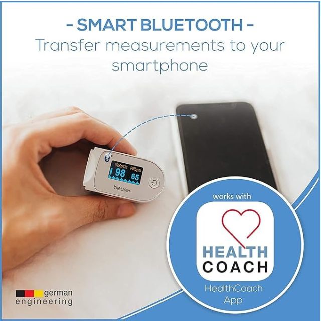 Beurer PO60 Pulse Oximeter with Bluetooth and Health Manager App