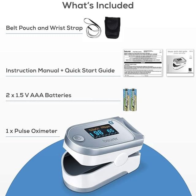 Beurer PO60 Pulse Oximeter with Bluetooth and Health Manager App