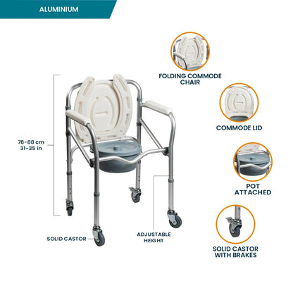 Arrex VP40 Aluminium Commode Chair With Wheels