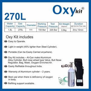 Oxykit 270L Portable Oxygen Cylinder Kit | Aluminium Medical O2 Empty Kit