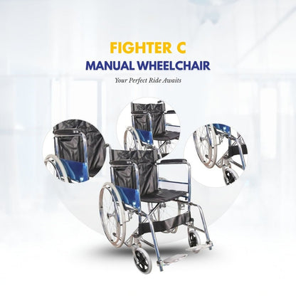 Fighter C Steel Chrome Foldable Manual Wheelchair for Comfortable Daily Mobility