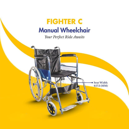 Fighter C Steel Chrome Foldable Manual Wheelchair for Comfortable Daily Mobility