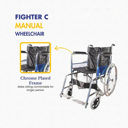 Fighter C Steel Chrome Foldable Manual Wheelchair for Comfortable Daily Mobility
