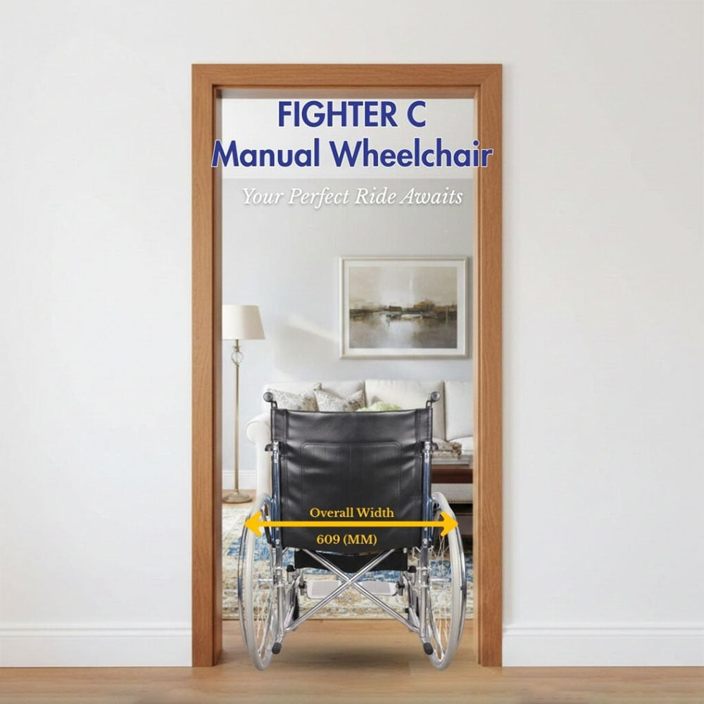 Fighter C Steel Chrome Foldable Manual Wheelchair for Comfortable Daily Mobility
