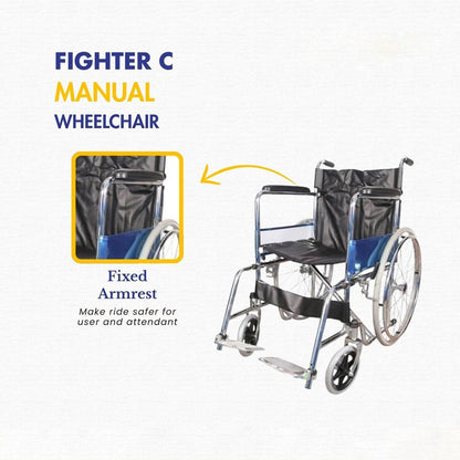 Fighter C Steel Chrome Foldable Manual Wheelchair for Comfortable Daily Mobility