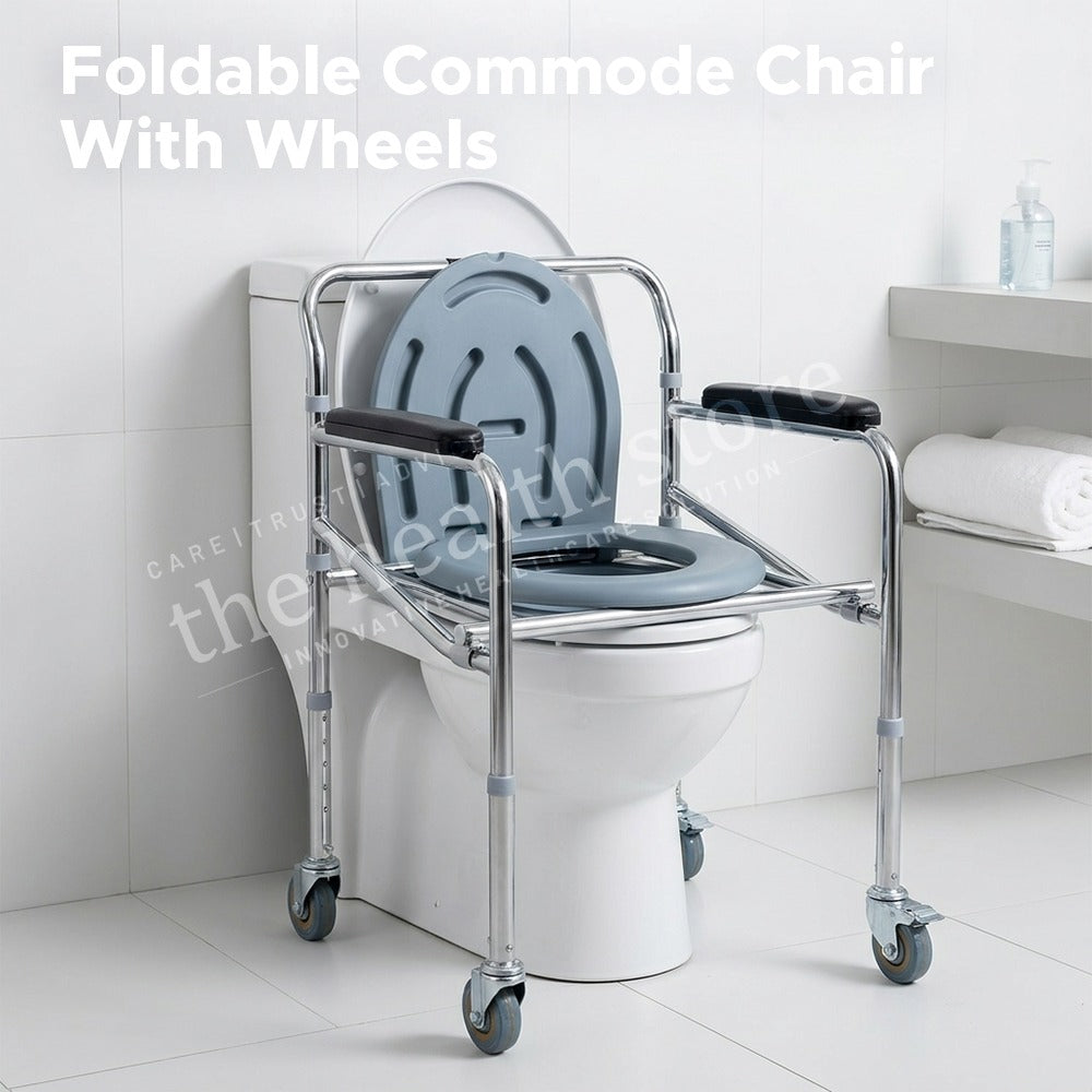 Karma Rainbow 5 Foldable Commode Chair With Wheels